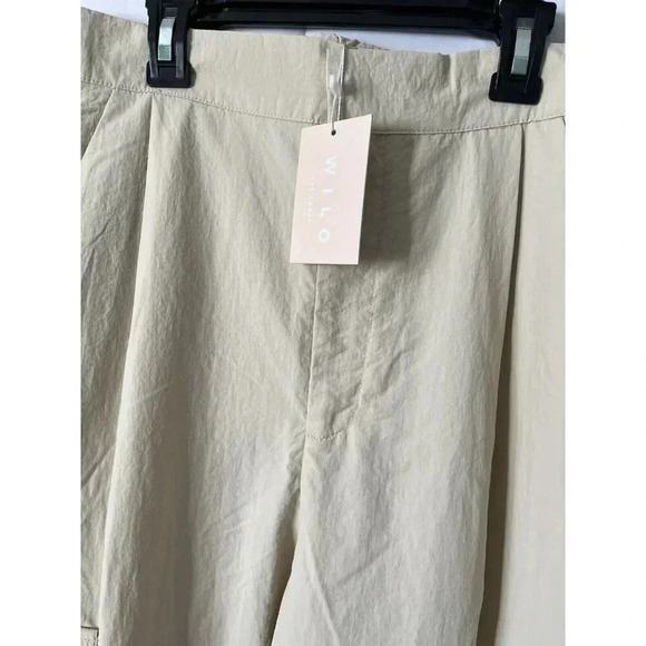 NWT Wilo Anthropologie Wide Leg High Rise Cargo Pants - Small - Beige Sand - Picture 5 of 13